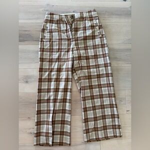 SEZANE Plaid women’s Pants in Brown + Cream. Trousers.Like new.Worn once. EU 38